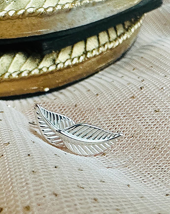 Srebrne kolczyki listki, delikatne  sztyfty, Anemon Atelier