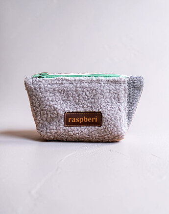 Szara kosmetyczka MINI baranek, raspberi
