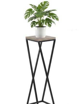 Kwietnik Metalowy Drewno TAVOLO 80cm czarny loft, JAKPOLDESIGN