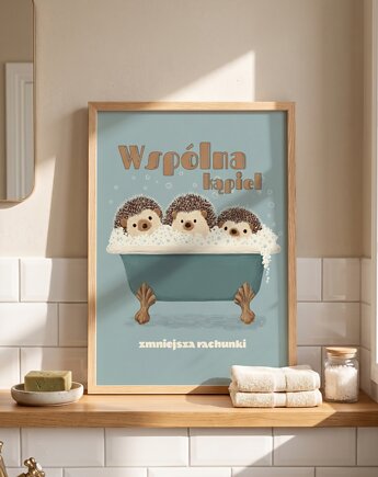 Plakat 30x40  łazienka wspólna kąpiel, polkastudio