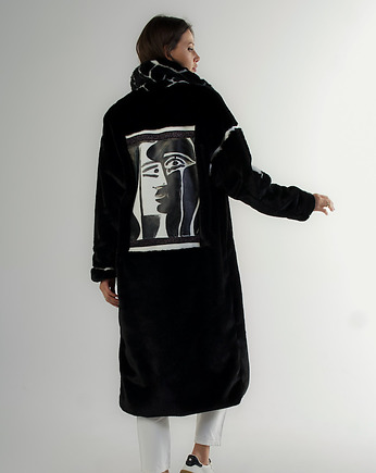 Długi płaszcz ze sztucznego futra BLACK AND WHITE PABLO, FORTINI