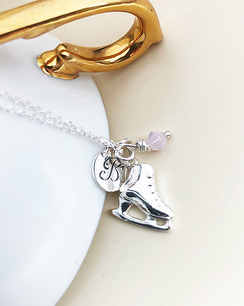 Naszyjnik z łyżwą, łyżwa srebro, literka, Anemon Atelier