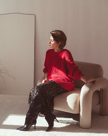 Sweter 100% bawełna, czerwony, BIENKOVSKA