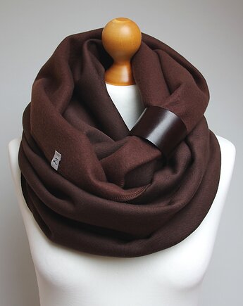 Duży gruby zimowy komin damski, KOMIN oversize z zapinką skórzaną, Pracownia Rękodzieła Zolla