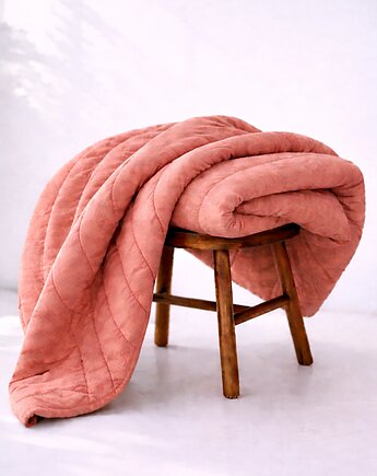 Lniana kołdra bezposzewkowa 140x200cm - koralowy