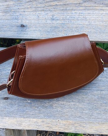 Torebka Skórzana ASTRID S koniak szewro GOLD, FABIOLA TOREBKI