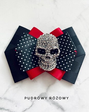 Niesamowita Brosza z Czaszką wysadzaną kryształkami, Pudrowy Różowy