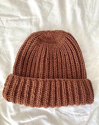 Czapka damska handmade z bawełną, splot