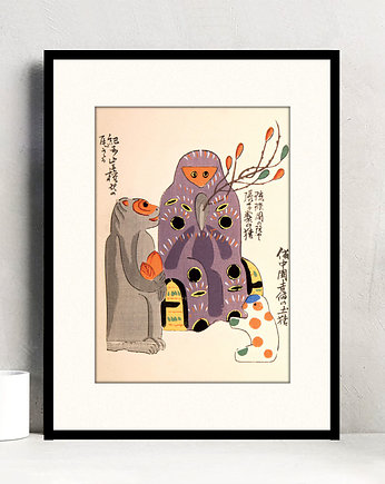 Trzy japońskie małpiszony / grafika vintage, Szpeje