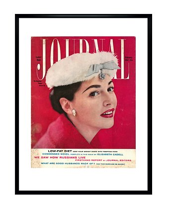 Oprawiona okładka magazynu dla kobiet JOURNAL  z 1957 r, RiskyWalls