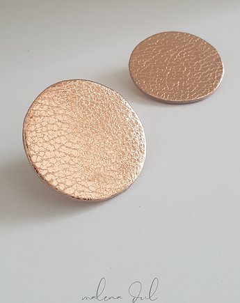Kolczyki SUN miedziane metaliczne skóra naturalna, Malena Dul