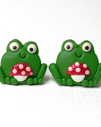 Kolczyki żabki z muchomorkiem, OMIFIMO