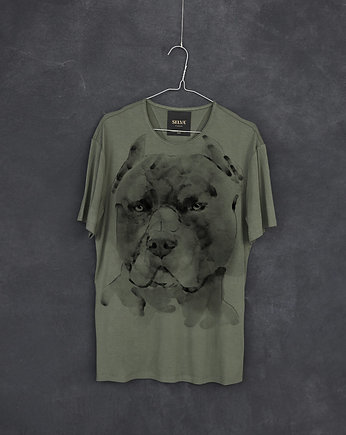 Pitbull Dog - Męski T-shirt Premium z nadrukiem - khaki, SELVA