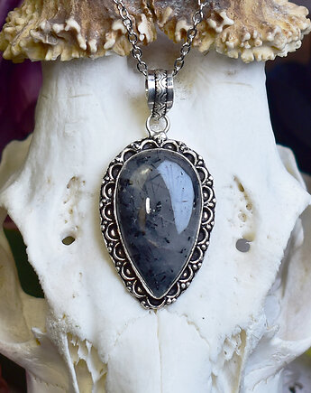 Miedziany posrebrzany wisiorek z kwarcem z czarnym rutylem, Spirit Of Copper