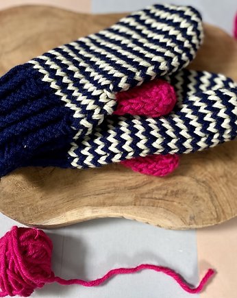 Rękawiczki jednopalczaste z wełny merino mix granat, HisOutfit