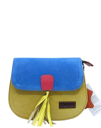 Torebka listonoszka zamszowa damska regulowany pasek kolorowa OLIVKA, Olivka Warsaw