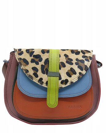 Torebka ze skrawków skóry naturalnej na ramię pojemna kolorowa OLIVKA, Olivka Warsaw