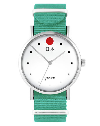 Zegarek - Japonia - turkusowy, nylonowy, yenoo