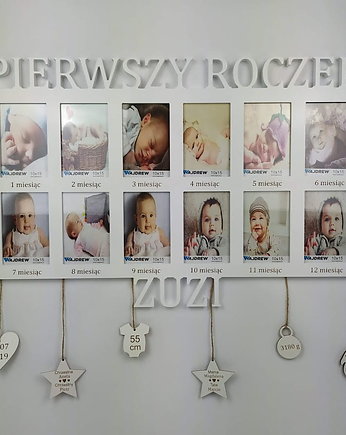 Ramka na zdjęcia Pierwszy roczek imię grawer  12 zdjęć metryczka, Wajdrew