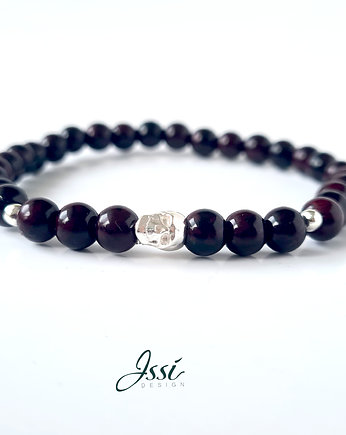 bransoletka męska BURGUNDY SKULL-unikat, ISSI Jewelry