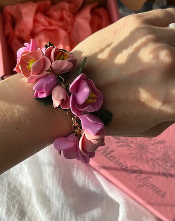 Bransoletka Tulipan Różowy, MariaPolymer