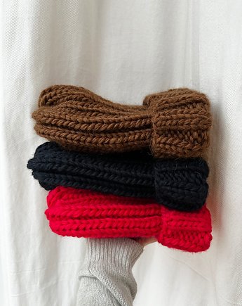 Gruba wełniana czapka beanie 100% wełna handmade, GANGSTA KNIT