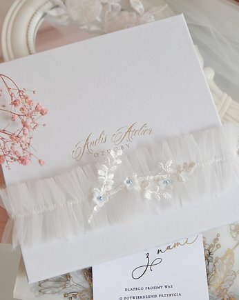 Tiulowa podwiązka ivory z gałązką, Anelis Atelier