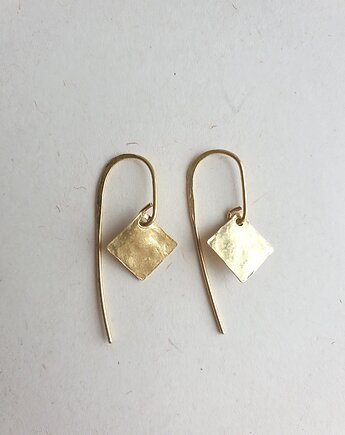Kolczyki ZEN kwadraty pojedyncze, mosiądz, rustykalne, modesign