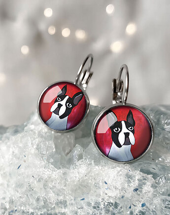 BULDOG kolczyki wiszące na imieniny, muamua design