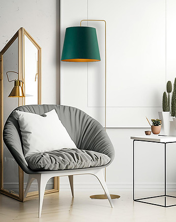 Designerska lampa stojąca z abażurem ze złotym wnętrzem RIJAD GOLD, LYSNE