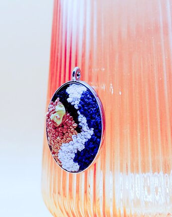 Medalion Fala z bursztynem  /Seria Kolory Bałtyku, naokraglo_design