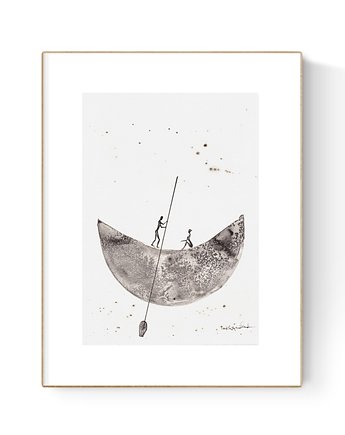 Grafika 21X30 malowana ręcznie na papierze, MiniMalArt