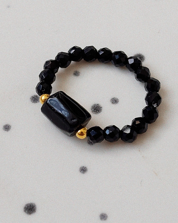 Pierścionek elastyczny Onyks  Turmalin, Chmolowska Jewellery