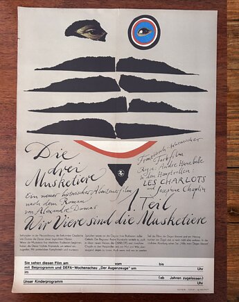 Niemiecki plakat filmowy Die drei Musketiere (Trzej Muszkieterowie), 1977, RiskyWalls