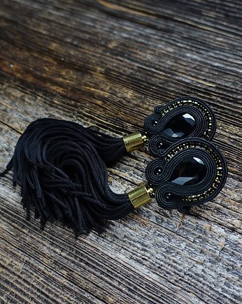 Czarne kolczyki sutasz z chwostami, Mró Soutache