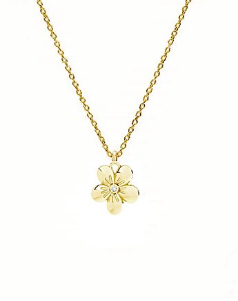 NIEZAPOMINAJKA z kryształkiem- naszyjnik srebro, złoto, róż, ISSI Jewelry