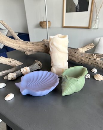 Skandynawski Przypływ- zestaw prezentowy  świeca sojowa + naczynia gipsowe, Oyka Candle