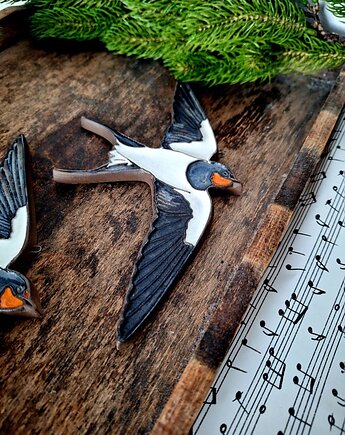 Ceramiczny ptak 2 sztuki dekoracja ścienna, Wooden Love