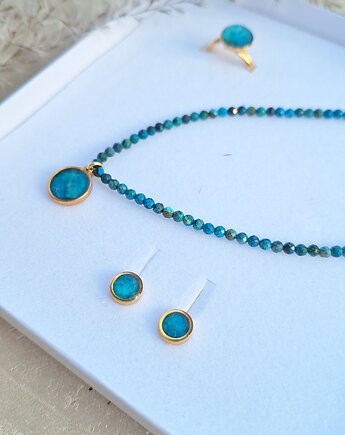 Komplet biżuterii z kolekcji Marina z jaspisem cesarskim niebieskim/apatytem, Slow Jewelry