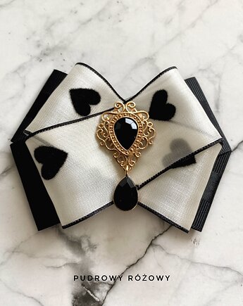 Brosza Black & White z czarnym kryształkiem   NEW, Pudrowy Różowy