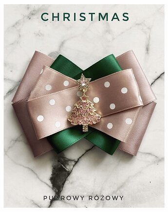 Brosza z  różową Choinką  z kryształków Mikołajki Święta