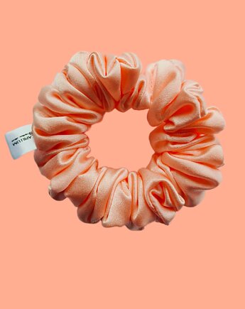 Gumka jedwabna, scrunchie, frotka brzoskwiniowa rosa MIDI, Capillum