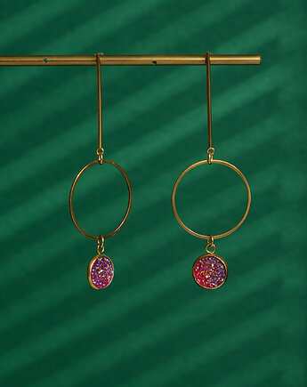 Unikatowe złote kolczyki z brokatowymi zawieszkami, AT NOON