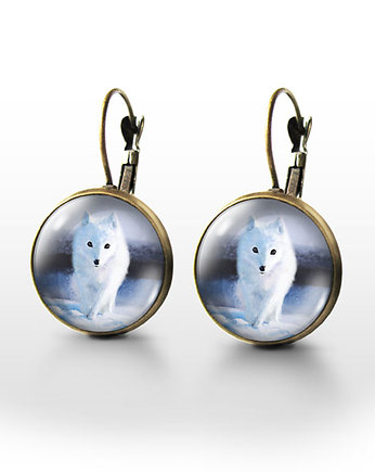 Kolczyki - Biały lis - brąz, yenoo