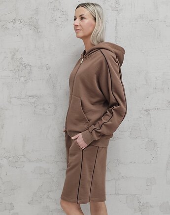 Dita komplet bluza na zamek i spodenki z lamówkamii Milk Chocolate, Ablush