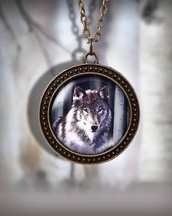 Medalion - Szary wilk - antyczny brąz, duży, yenoo