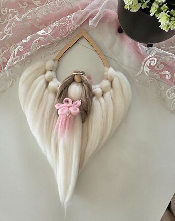 Anioł stróż makrama, komunia, chrzest, ozdoba pokoju dziecka, MiAdi