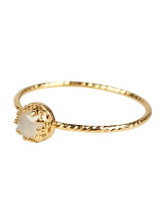 Złoty pierścionek Petite z kamieniem księżycowym, Blooming Stones