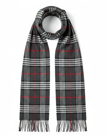 Szalik Męski szal szary czarny prezent w kratkę elegancki, AKADEMIA STYLU