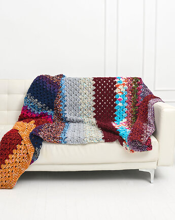 Kolorowy, ciepły koc koc handmade. Wegański i cf., GrandMaster Yarn